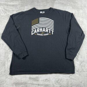 Carhartt Shirt Men's XL Black Long Sleeve Relaxed Fit American Flag Graphic